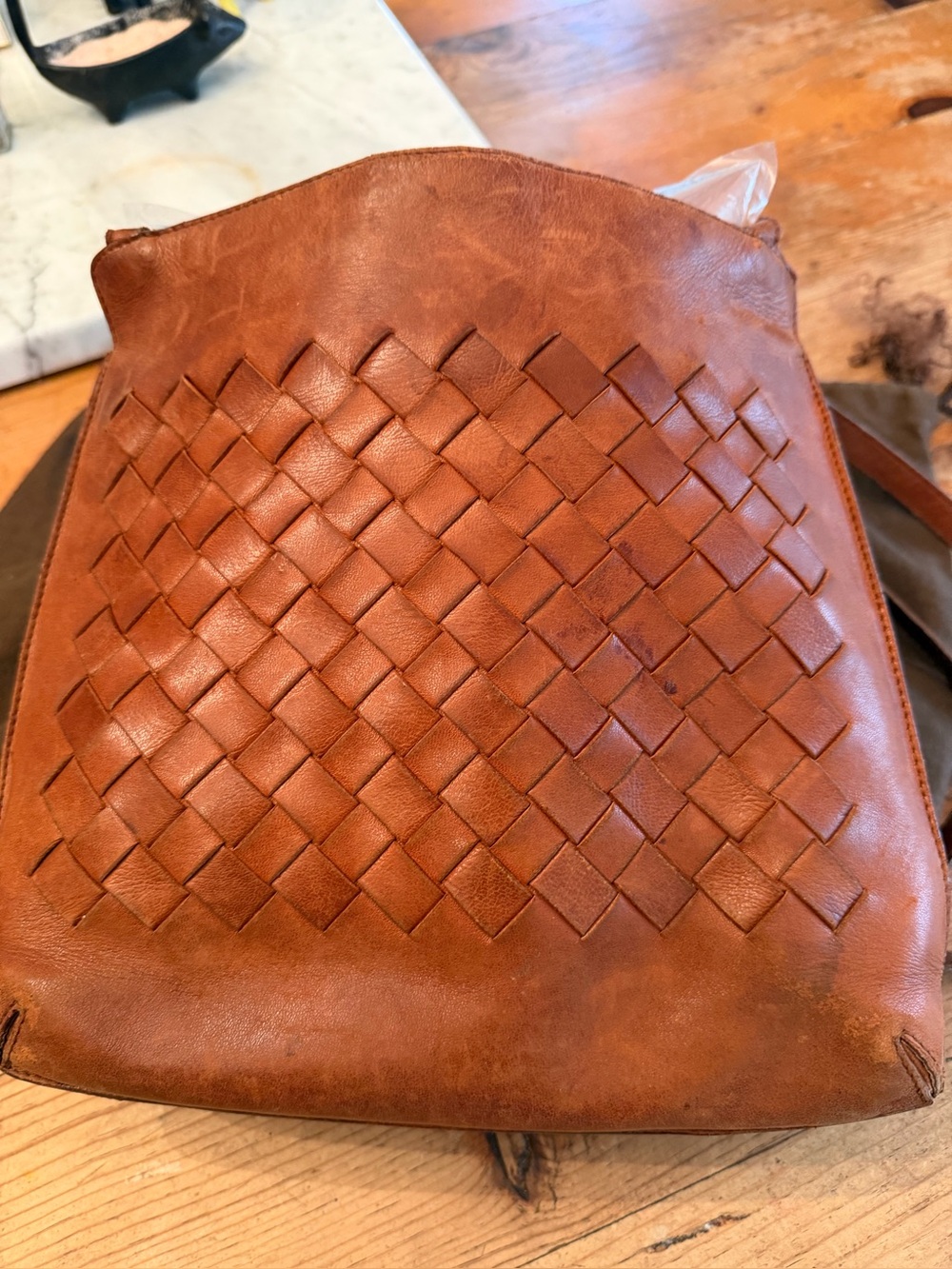 Bottega Veneta Woven Leather Crossbody — Cognac - Picture 8 of 16